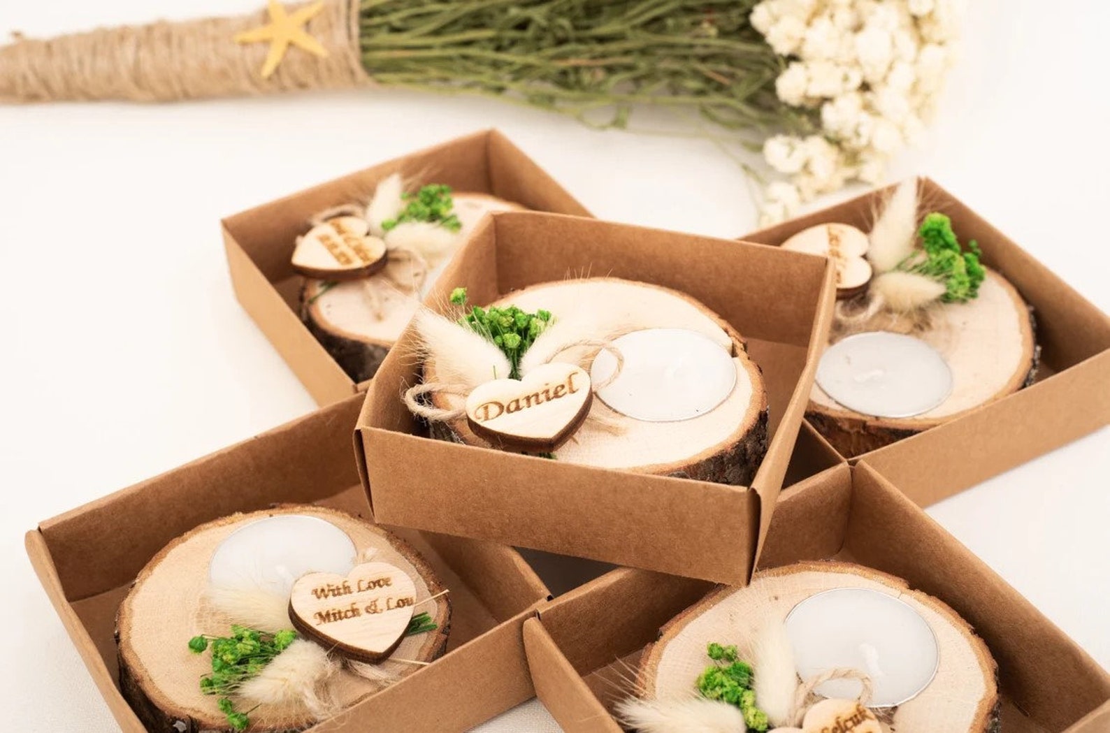 Personalized Wedding Shower Favors Rustic Tealight Holder Etsy