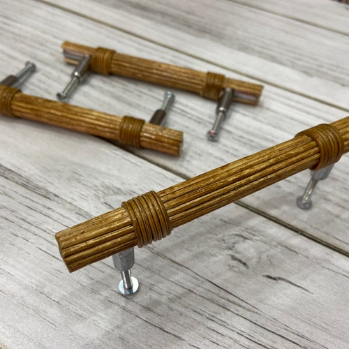 Rattan Handle Dark Oak Drawer Handles Rope Drawer Handle Etsy