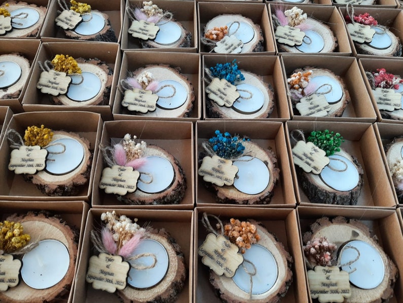 Personalized Wedding Shower Favors Rustic Tealight Holder Etsy