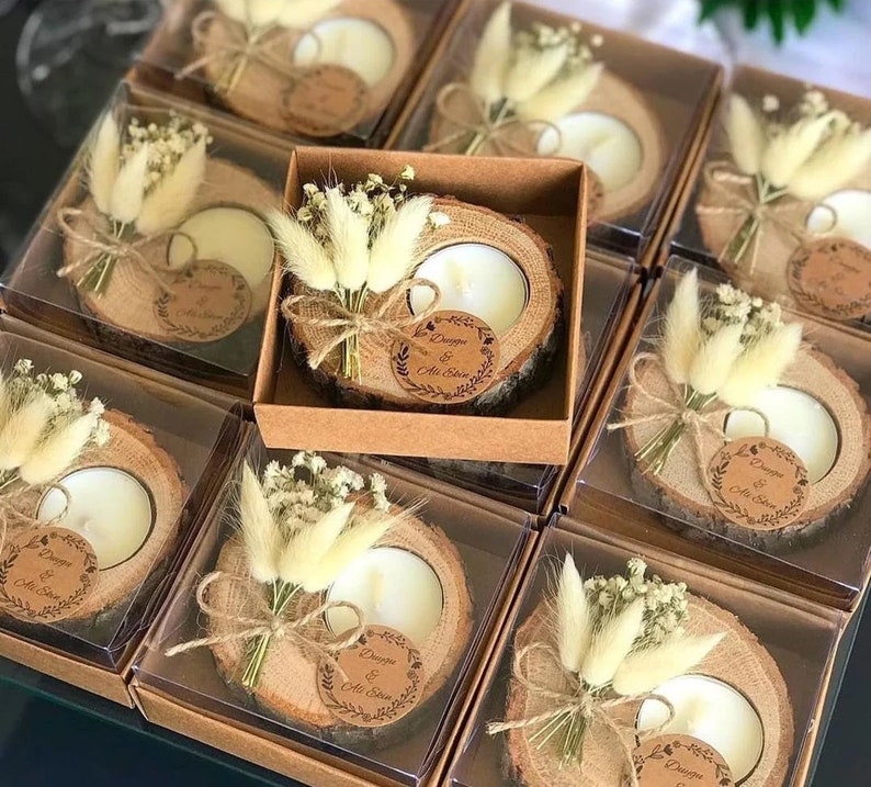 Personalized Wedding Shower Favors Rustic Tealight Holder Etsy