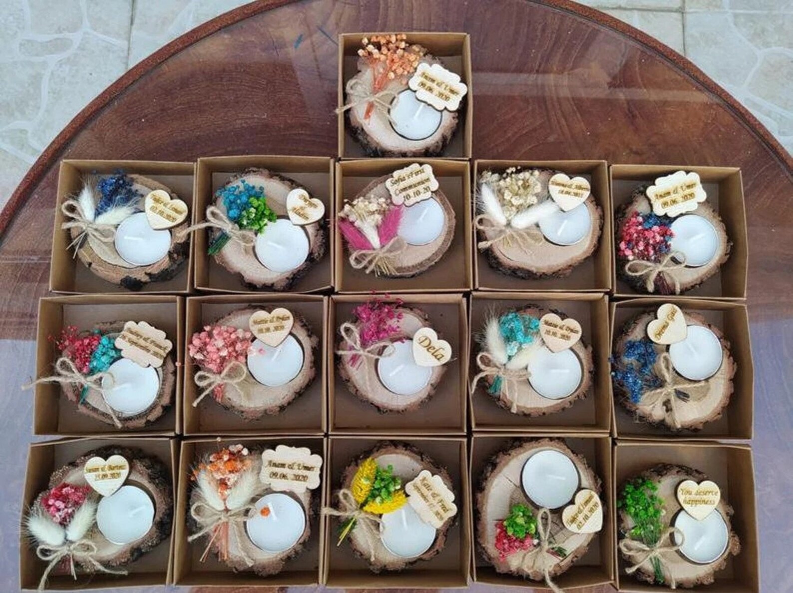 Personalized Wedding Shower Favors Rustic Tealight Holder Etsy