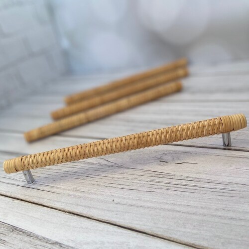 Boho Rod Drawer Pull Set Rustic Rattan Handle Wicker Etsy Australia