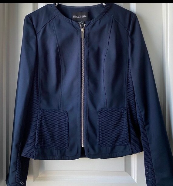 Etcétera Womens Navy Blazer Size 12 - Etsy