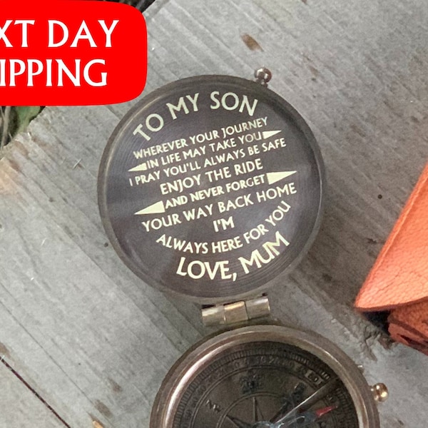 Compass To Our Son, Unique Christmas Gift, Personalized Engraved Compass, Fathers Day Gift, Working Nautical Compass, Anniversary Gift