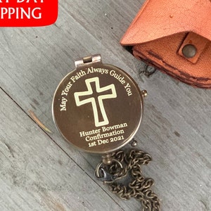 First Holy Communion Compass, Baptism Gift, Engraved Compass for Baptized, Christening Boy Gift, Mormon Baptism Gift, Personalized Gift