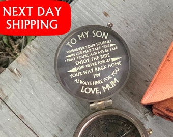 Brújula personalizada, regalo de Navidad grabado, regalo de Navidad personalizado para nieto, brújula de regalo de aniversario, regalo de graduación para hijo