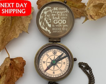 Regalo de Bautismo / Regalo de Primera Comunión / Regalo de Bautizo para Bebé Niño / Regalo de Confirmación Católica / Regalo Personalizado / Brújula Grabada para Él