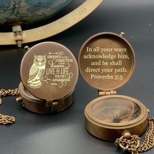 Brújula grabada, brújula de regalo personalizada, regalo de Navidad personalizado, brújula de trabajo vintage, regalo de graduación, regalo de aniversario para el esposo