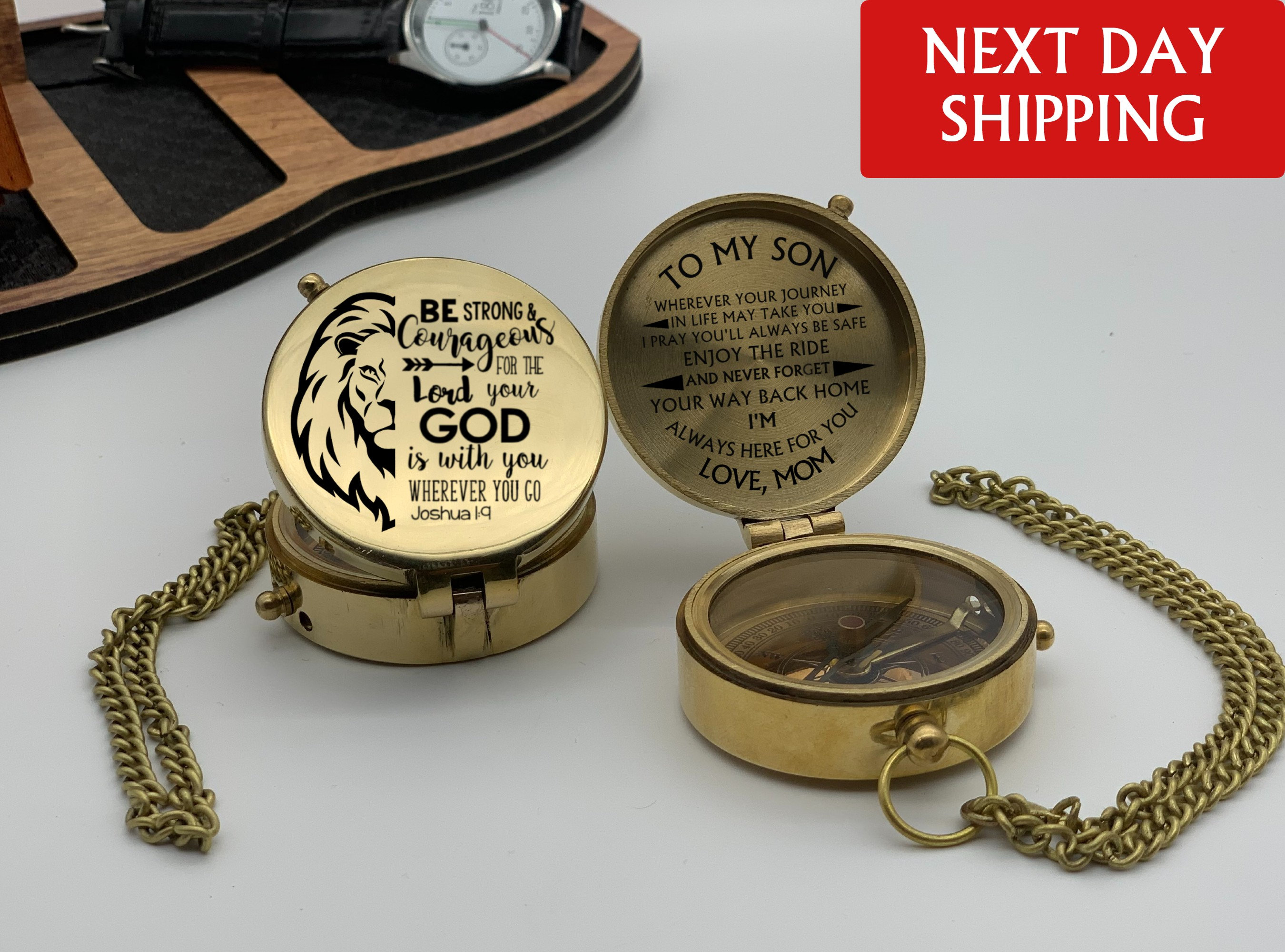 Solid Brass Engraved Compass,Religious Confirmation Baptism Best Easter,Christian  Gifts for Men – 5MoonSun5