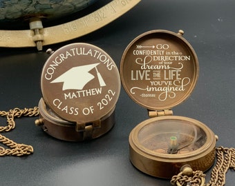 Regalo de graduación universitaria 2025, regalo de graduación, brújula grabada personalizada, regalo para él, brújula para mi hijo, regalo de doctorado.