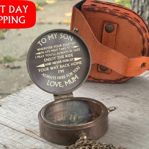 Christmas Gift for Him, Personalized Gifts for Kids, Engraved Compass for Son, Grandson Gifts, New Year Gift Idea, Christmas Present Ideas