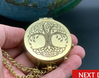 Brújula grabada en el árbol de la vida, Brújula de oro macizo, regalo familiar, regalo de aniversario para el esposo, regalo personalizado para él, regalo del Día del Padre