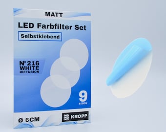 KROPP zelfklevende diffusorfolies voor LED-lampen, cirkel gesneden 6 cm, matglasfolie voor prachtige optiek en lichtverdeling, 9 stuks