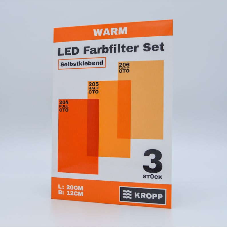 Zelfklevende kleurenfilms voor LED-lampen, gesneden 20 x 12 cm, 3 tonen warmwitte kleurfilters voor kleurcorrectie, filterset à 3 stuks afbeelding 4