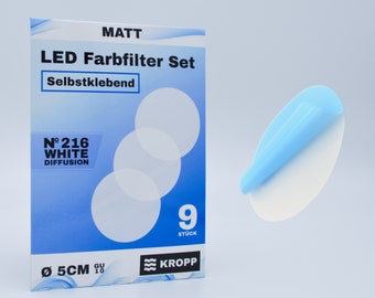 KROPP Selbstklebende Diffusorfolien für LED Lampen, Kreiszuschnitt 5 cm, Milchglasfolie für schöne Optik und Lichtstreuung, 9 Stück