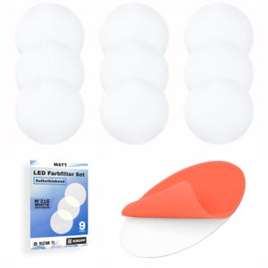 KROPP Selbstklebende Diffusorfolien für LED Lampen, 4 cm Kreisschnitt, Milchglasfolie für schöne Optik und Lichtstreuung, Opalfolie, 9 Stk.