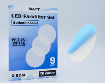 KROPP zelfklevende diffusorfolies voor ledlampen, cirkel uitgesneden 8 cm, matglasfolie voor mooie optiek en lichtverstrooiing, 9 stuks
