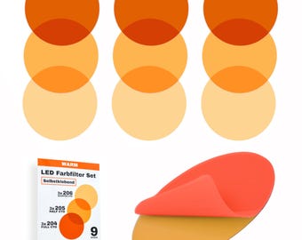 Zelfklevende gekleurde folies voor ledlampen, cirkelvormig uitgesneden, 3 tinten warm wit, kleurfilters voor kleurcorrectie, filterset voor led-spotlights, 9 stuks.