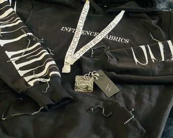 Black & white hooded sweatshirt