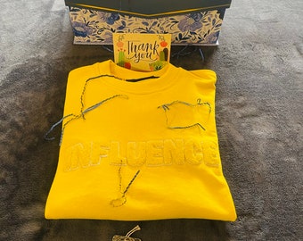 Yellow Cotton Sweatshirt, Plus Sizes Available