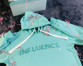 Teal Crop Top Hoodie, Soft & Cozy