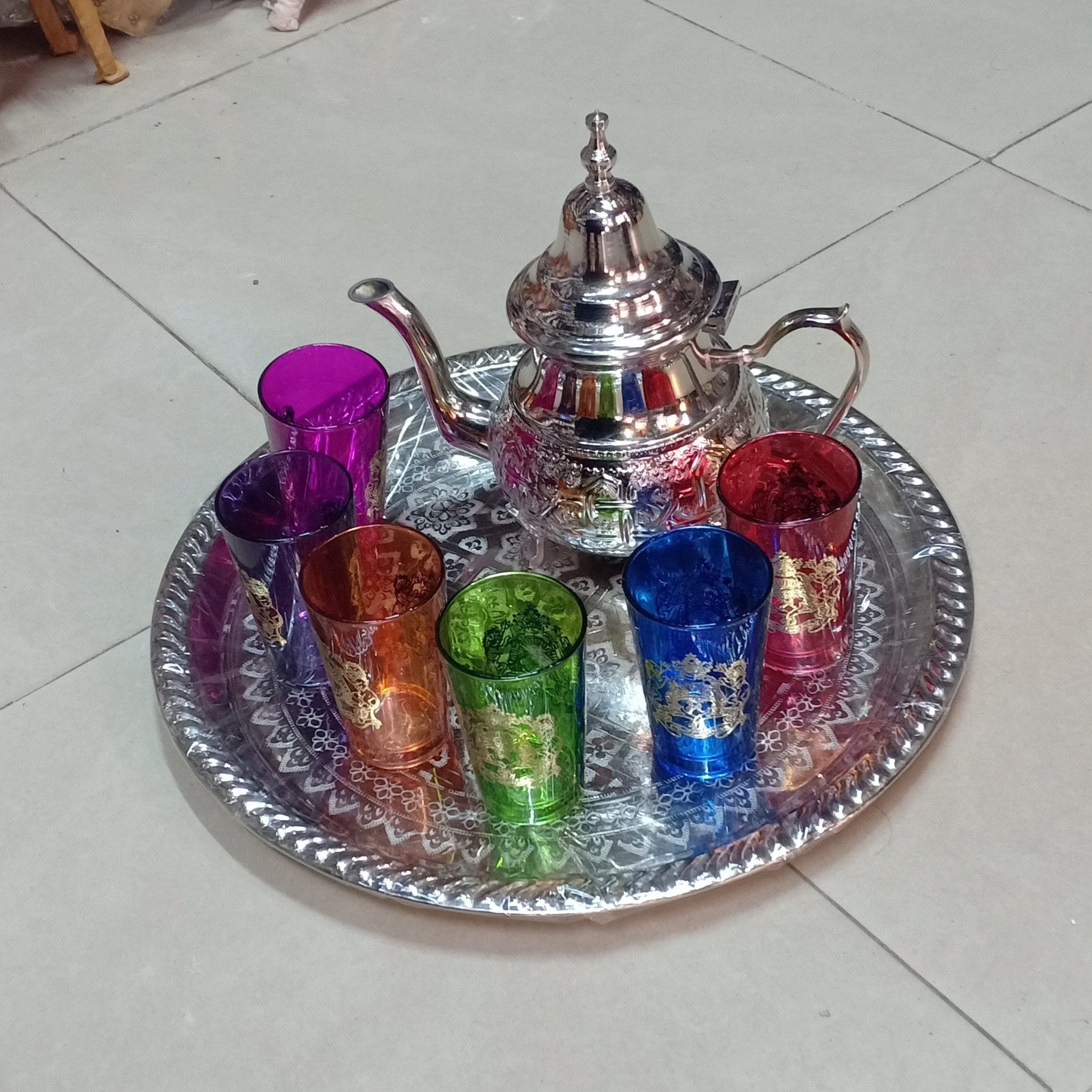 Traditional Moroccan Tea Set Includes 6 Different Colored Etsy
