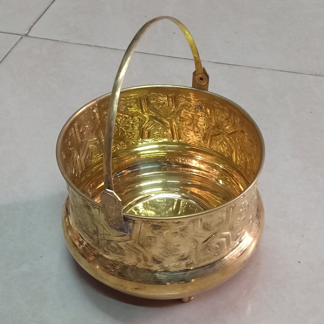 Medium Moroccan Brass Bucket Metalcraft Hammered Handicrated Etsy