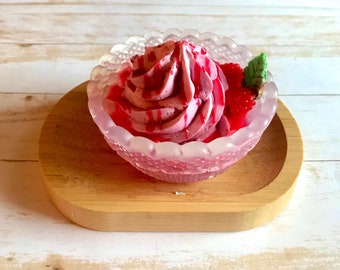 Ice Cream Soap, Strawberry Sundae Soap, Dessert Soap, Strawberry Soap,Sundae Soap, Fake Food ,Soap, Realistic Food Soap.