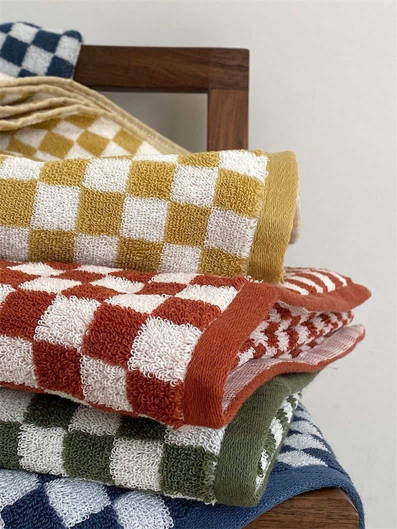 Checkered Hand Towel 14x30 Etsy
