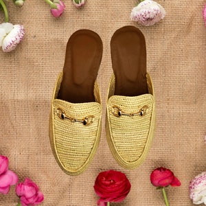 Exquisite Raffia Bliss: Women's Handcrafted Moroccan Sandals for Sustainable Boho Style!