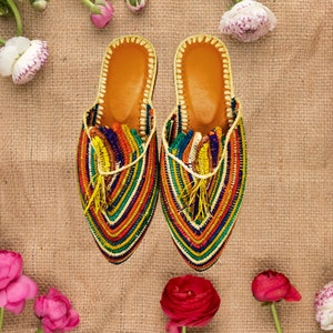 Vibrant Moroccan Raffia Sandals: Handmade, Colorful, and Sustainable Women&#39;s Shoes for Bohemian Style Lovers