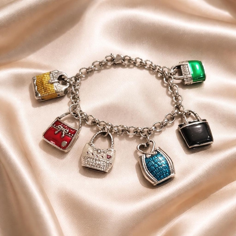 Vintage Brighton Charm Bracelet w/ Handbags bild 1