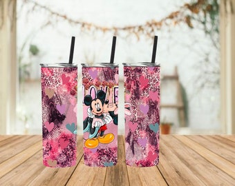 Vaso Minnie PNG, diseño de vaso delgado de 20 oz con envoltura de sublimación, San Valentín PNG