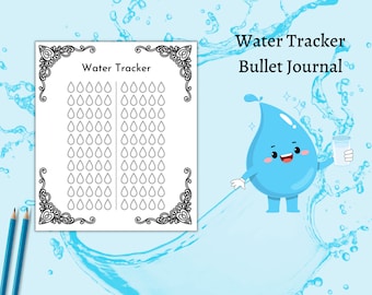 Wasser Tracker | Druckbar | Wasser Tracker Bullet Journal | Tägliches Hydration-Tracking | PDF | H2O Tracking Sheet