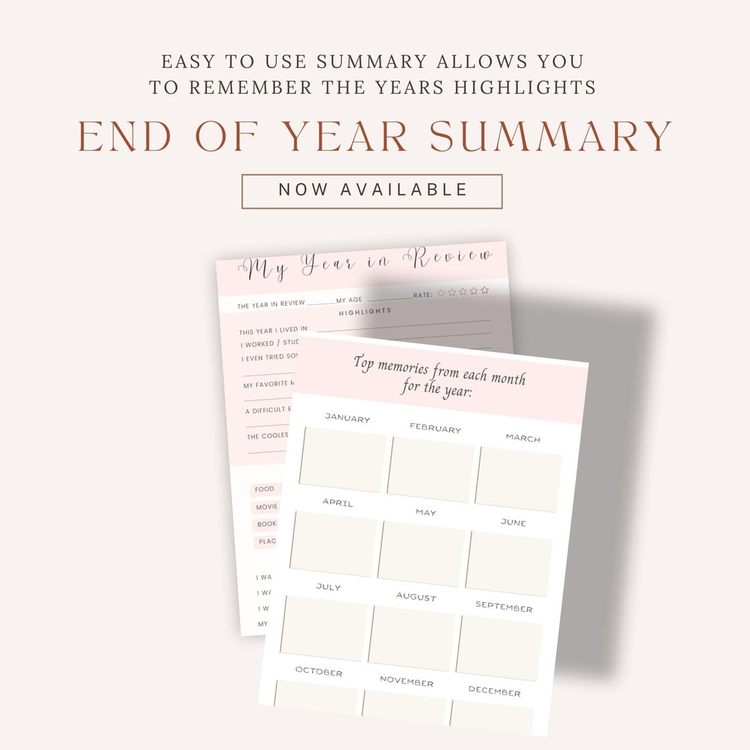 Updates Printable New Updated Form | Year at a Glance With Year End Summary Tracker ...