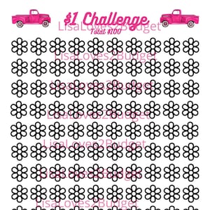 1 dollar savings challenge, 1 savings challenge, save 1 dollar, savings challenge, save money, digital download, 1 dollar, one dollar