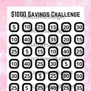 1000 savings challenge, save 1000, 1000 emergency fund, digital download, 1000 dollars, save money, money challenge