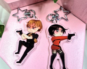 Leon Kennedy Ada Wong Resident Evil 2 remake inspired fanart acrylic charms
