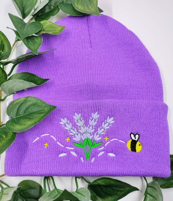 Embroidered Bee-nie Bee and Lavender Flowers Cute Fashion