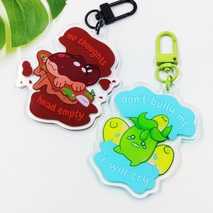 Video game anime inspired battle monsters violet meme double sided acrylic charms