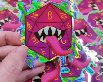Pegatina de vinilo holográfica resistente al agua para juegos de rol de rol en mazmorras y dragones, DND, Pathfinder, D20, dados imitadores