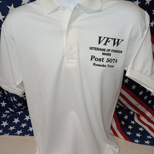 VFW - Veterans of Foreign Wars Jersey Knit Sport Shirt- Personalize with your Post Name and Number