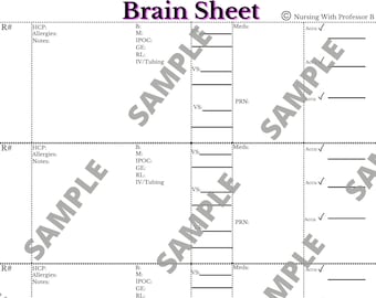 4 patients Med/Surg Med/Tele Brain Sheet