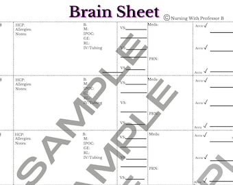 4 Patients Med/surg Med/tele Brain Sheet - Etsy