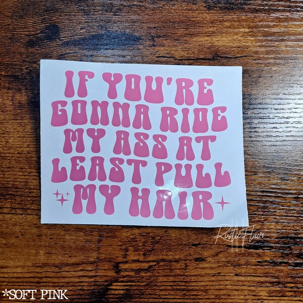 If You're Gonna Ride My Ass At Least Pull My Hair Vinyl Car Decal, Cute Gen Z Sticker For Women Teens, Car Accessories For Her