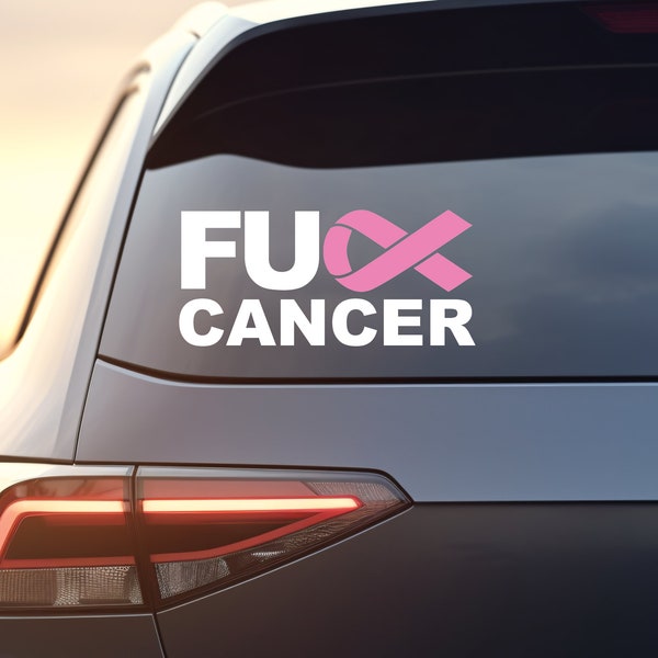 Fuck Cancer Awareness Ribbon, Car Vinyl Decal, Cancer Survivor Gift For Her Him, Bumper Sticker Accessories
