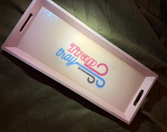 trap tray - BABY PINK smoking rolling tray 420 - handmade