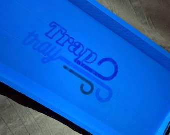 trap tray - BLUE smoking rolling tray 420 - handmade