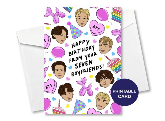 printable bts birthday card bts boyfriend card 0t7 bts etsy