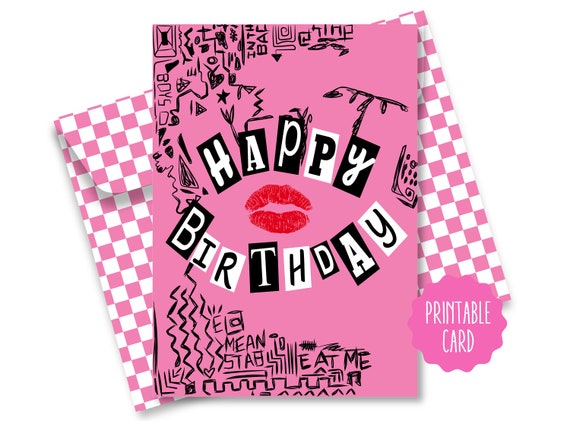 Burn Book Birthday Card printable Card Burn Book Card Mean Girls Birthday  Card Mean Girls Card Mean Girls Party Burn Book Stickers 